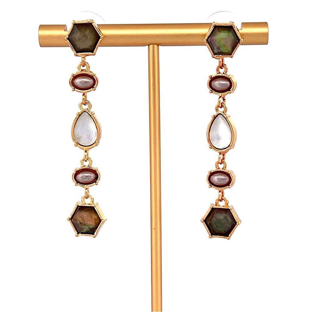 NWT - Laundry by Shelli Segal Linear Dangle Multistone Earrings